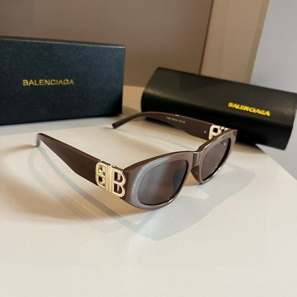 Balenciaga Brown Sunglasses with Gold Accents